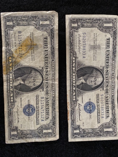1 Lot of 2 $1 Blue Seals