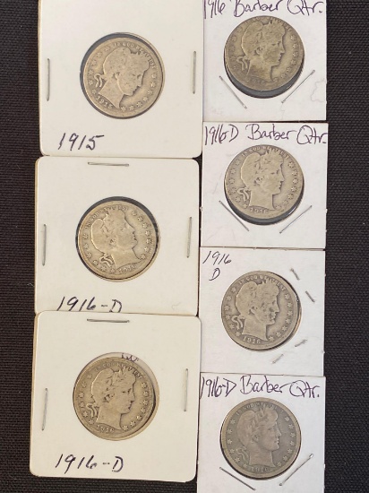 1 Lot of 8 Barber Quarters