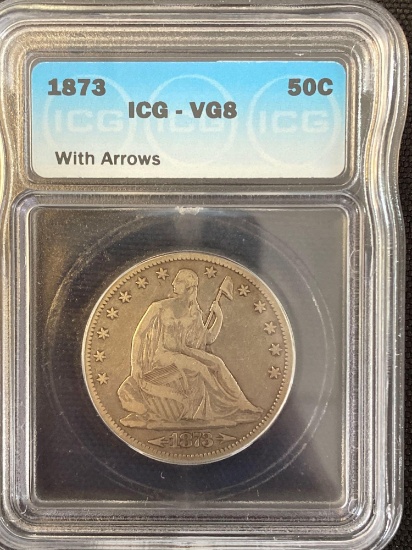 1873 Seated Liberty Half Dollar with Arrows