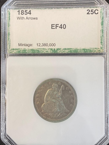 1854 Seated Liberty Quarter with Arrows