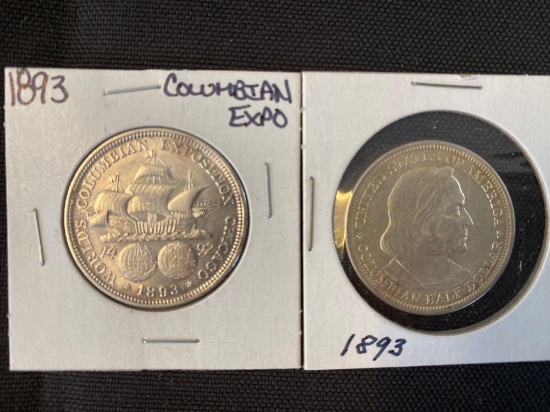 1 Lot of 2 1893 Columbian Expo Half Dollars