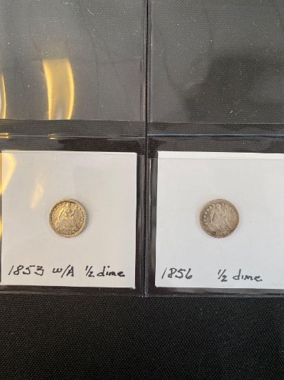 1 Lot of 2 Half Dime Seated Liberty Coins