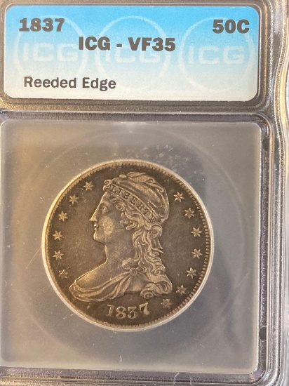 1837 Capped Bust Half Dollar, Reeded Edge