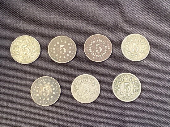 1 Lot of 7 Shield Nickles