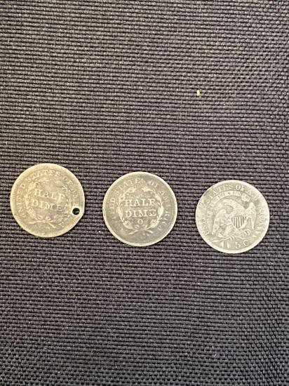 1 Lot of 3 Half Dimes