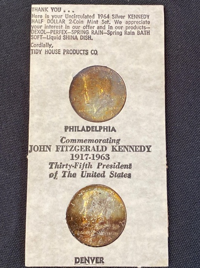 1 Lot of 2 1964 Kennedy Quarters