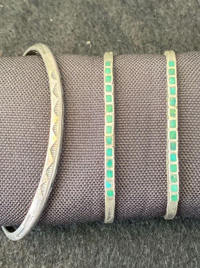 3 Mexican Silver Bracelets