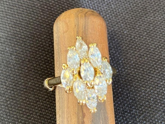 14K Yellow gold Ring Containing 8 Marquise CZ's