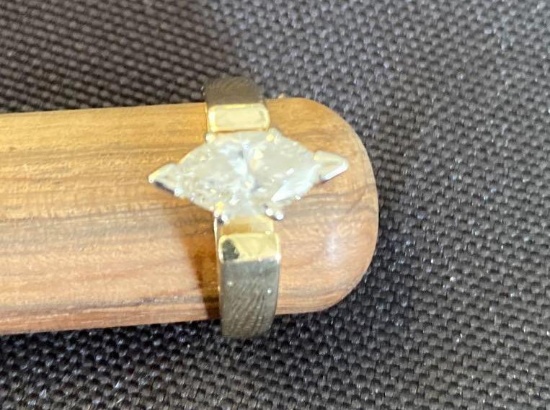 14K Two Tone Ring Containing One Approximate 1ct marquise Diamond