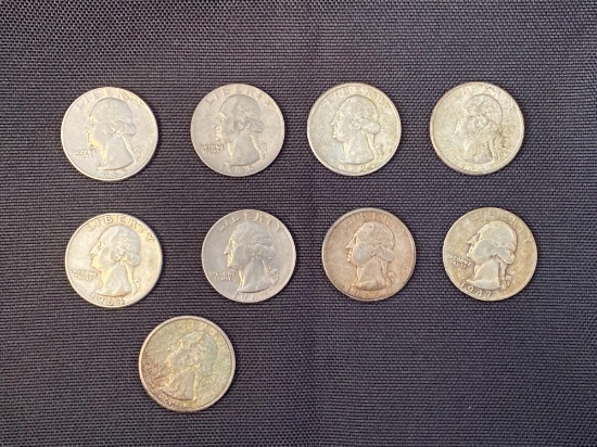 1 Lot of 9 Washington Quarters