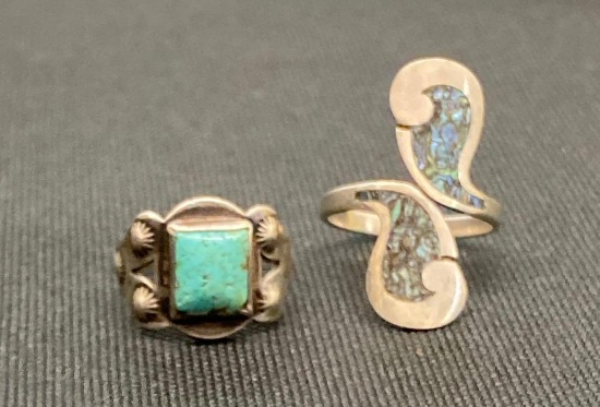 2 Mexican Silver Rings