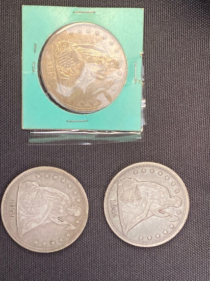 1 Lot of 3 Seated Liberty Dollars