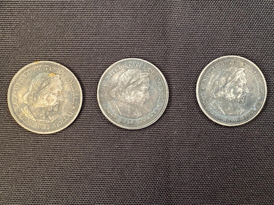 1 Lot of 3 Columbus Half Dollars