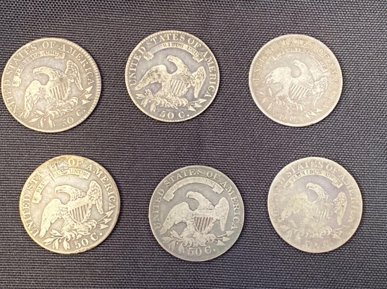 1 Lot of 6 Capped Bust Half Dollars