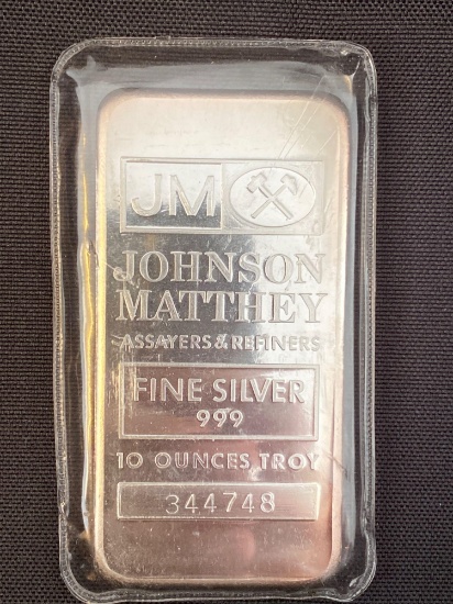 Johnson Matthey Assayers and Refiners Silver Bar- 10 troy oz