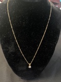 Diamond Solitaire Pendant Set in 14K Yellow Gold