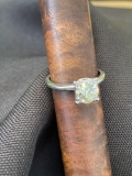 18K White Gold Ring With Single Unknown Clear Stone