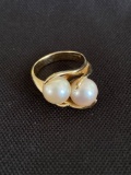 14K Yellow Gold and Pearl Cocktail Ring