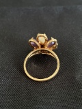 Amethyst and Opal Cocktail Ring