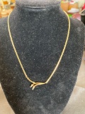 14K Yellow Gold Necklace with Diamond Chips