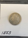 1853 Seated Liberty Dime