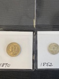 1- 1852 Silver 3 Cents and 1- 1870 3 Cents