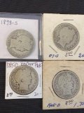 1 Lot of 4 Barber Half Dollars