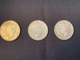 1 Lot of 3 Peace Dollars