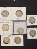1 Lot of 8 Barber Quarters