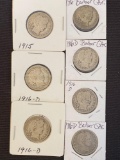 1 Lot of 8 Barber Quarters