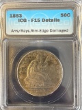 1853 Seated Liberty Half Dollar