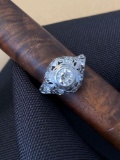 14K White Gold Ladies Ring with Mine Cut Diamond