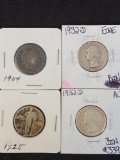 1 Lot of 4 Assorted Silver Quarters