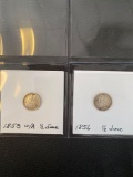 1 Lot of 2 Half Dime Seated Liberty Coins