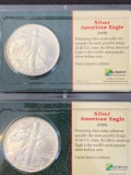 1 Lot of 2 2005 Silver American Eagles
