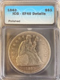 1843 Seated Liberty Dollar