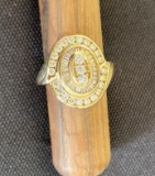 14K Yellow gold Diamond Cluster Ring, Approximately 1 ct.