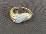 14K Yellow Gold Ring Containing 10 Round Small Diamonds