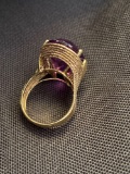 14K Amethyst Yellow Gold Vintage Style Ring