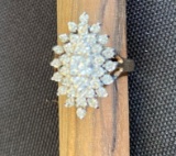 14K Two Tone Approximately 1 ct. Diamond Cluster Ring