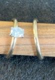 14K Yellow Gold Wedding Set With Diamond Engagement Ring