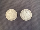 1 Lot of 2 Seated Half Dollars