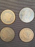 1 Lot of 4 Large One Cent Coins