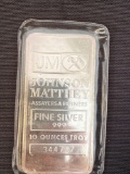 Johnson Matthey Assayers & Refiners Silver Bar- 10 Troy oz