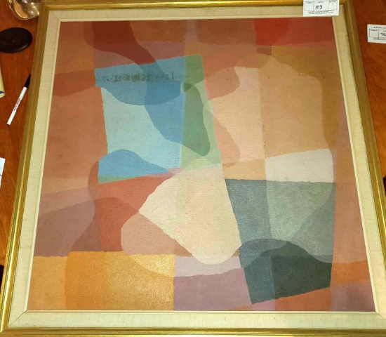 "Abstract Study #8" Oil Painting on Board, Signed by Arthur Squires, Matted and Framed