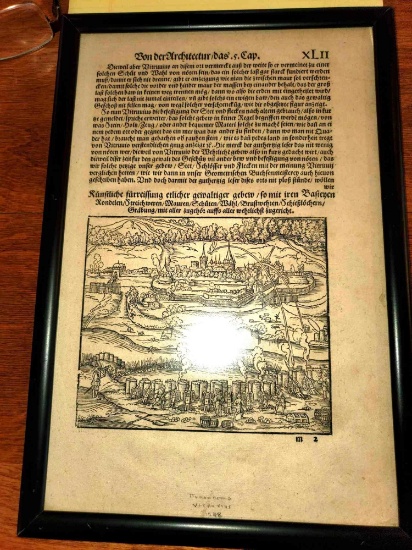 Vftruvius 1548 German Etching, Framed Under Glass