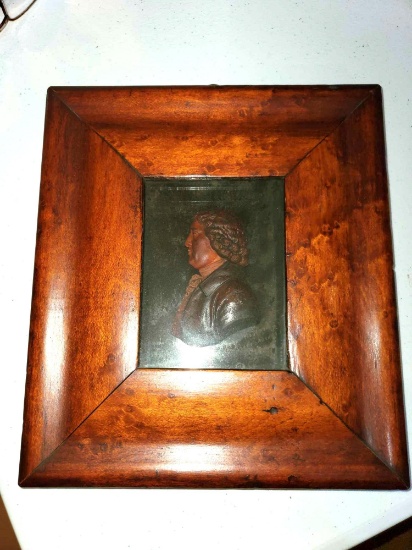 Josiah Wedgwood Carved Shadowbox Picture, Inscribed inside-"Josiah Wedgwood of Staffordshire 1768"