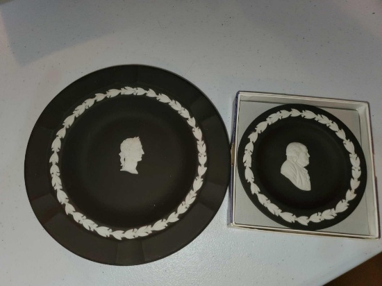2 - Black Wedgwood Small Dishes