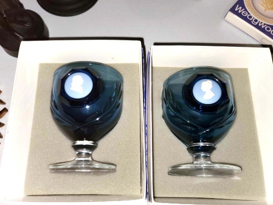2 - Wedgwood Cameo Goblets, George and Martha Washington, Collector's Society