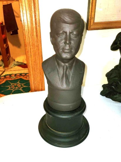 Wedgwood Basalt "John f. Kennedy" Bust with Base, Black Basalt
